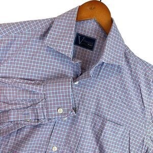 VINEYARD PLACE Shirt Mens M‎ Purple Blue Plaid Long Sleeve Button Down *Read